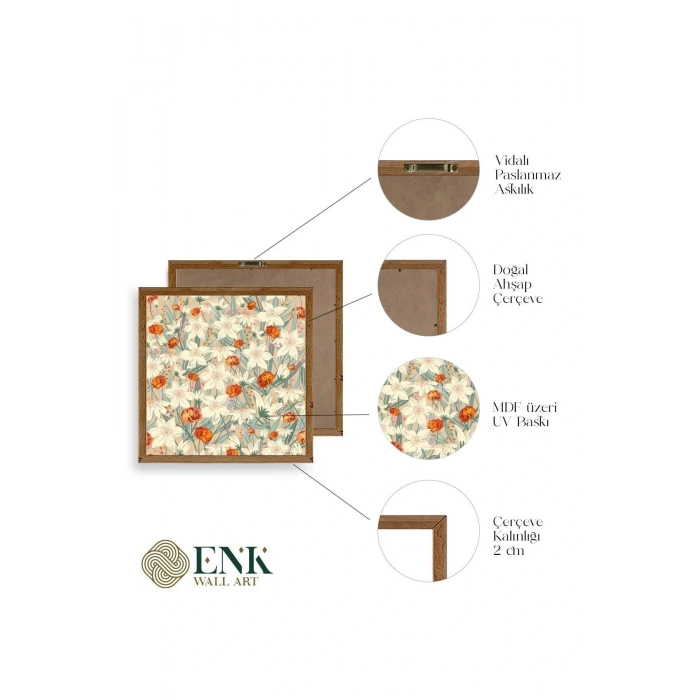 Çiçek Ahşap Çerçeveli Tablo 42 x 42