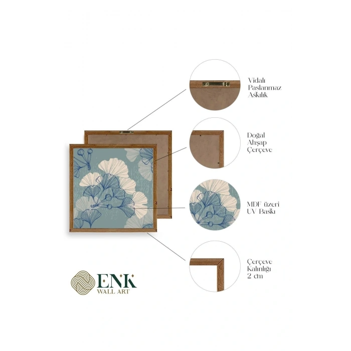 Çiçek Ahşap Çerçeveli Tablo 42 x 42
