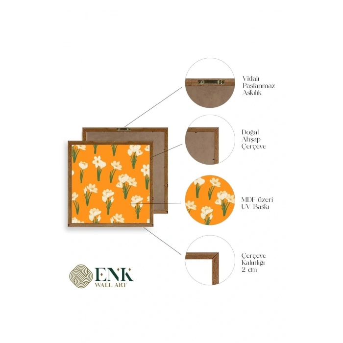 Çiçek Ahşap Çerçeveli Tablo 42 x 42