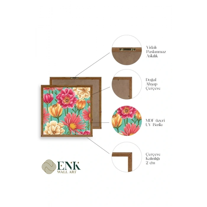 Çiçek Ahşap Çerçeveli Tablo 42 x 42