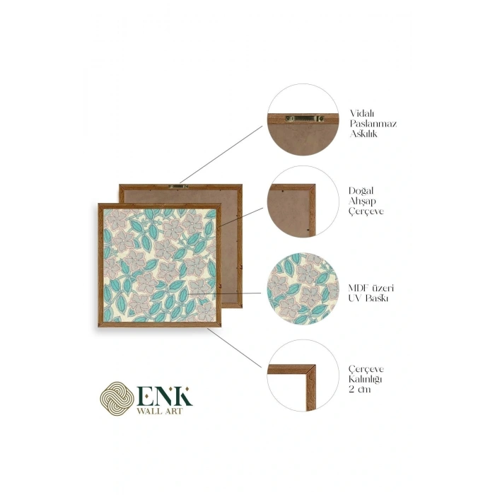 Çiçek Ahşap Çerçeveli Tablo 42 x 42