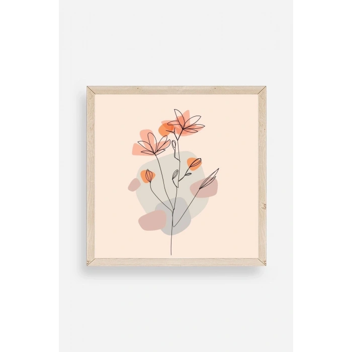 Çiçek Ahşap Çerçeveli Tablo 50 x 50