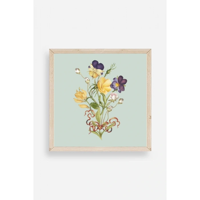 Çiçek Ahşap Çerçeveli Tablo 50 x 50