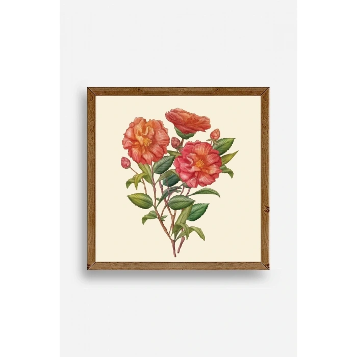 Çiçek Ahşap Çerçeveli Tablo 50 x 50