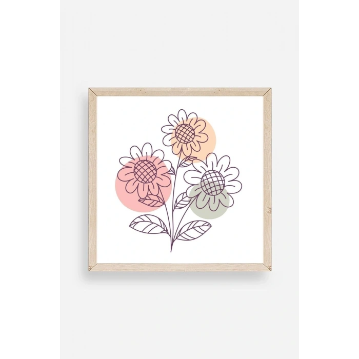 Çiçek Ahşap Çerçeveli Tablo 50 x 50