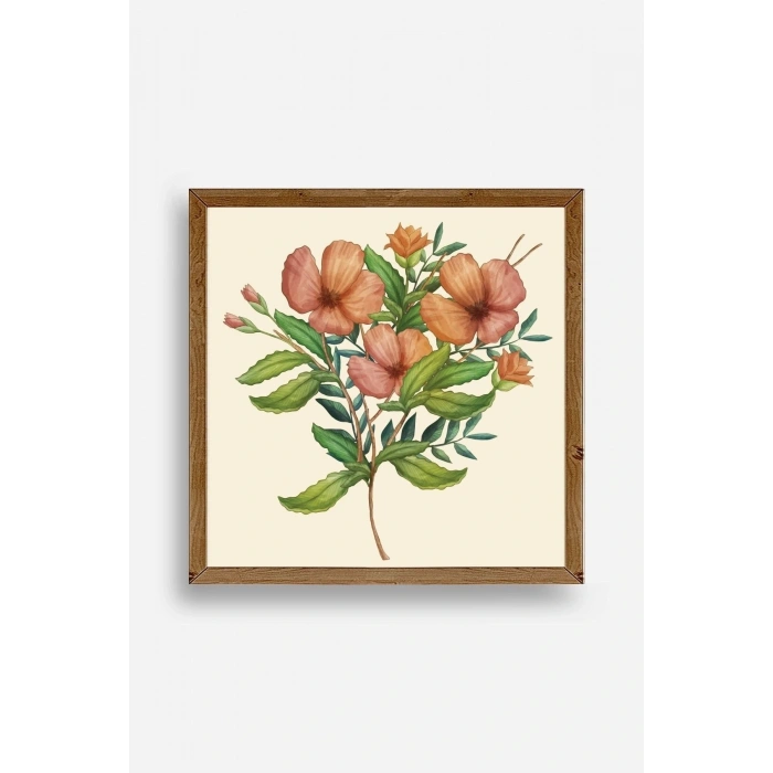 Çiçek Ahşap Çerçeveli Tablo 50 x 50