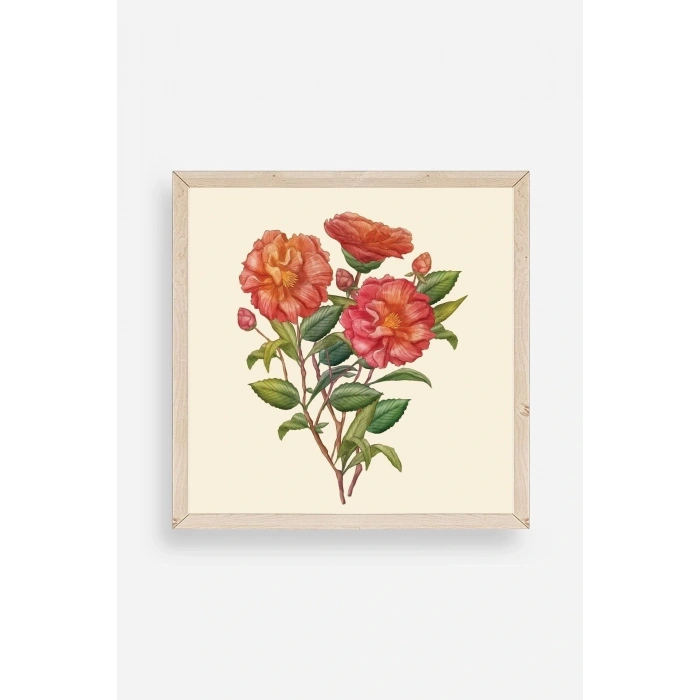 Çiçek Ahşap Çerçeveli Tablo 50 x 50