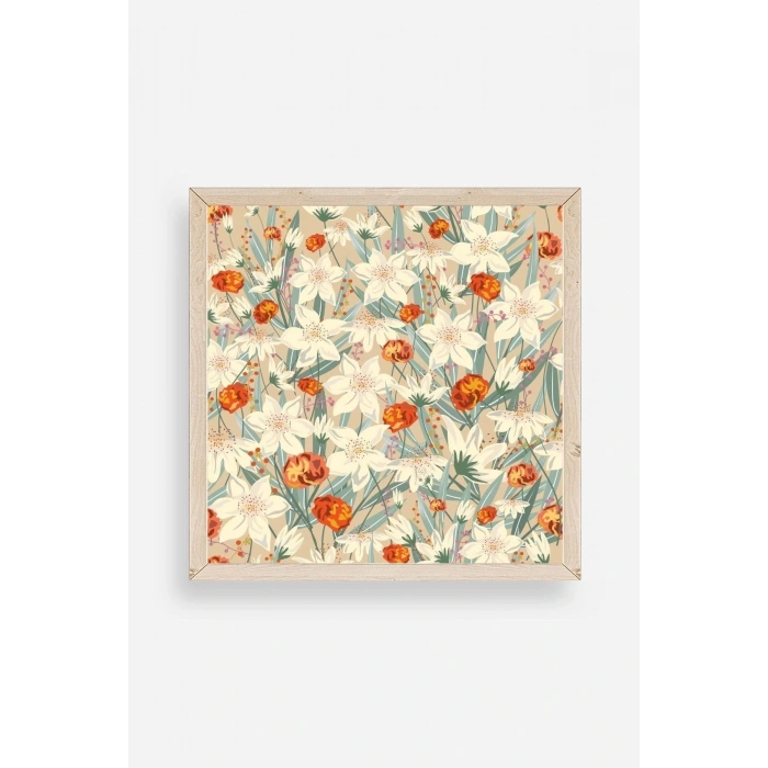 Çiçek Ahşap Çerçeveli Tablo 50 x 50