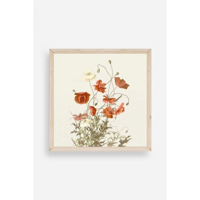 Çiçek Ahşap Çerçeveli Tablo 50 x 50