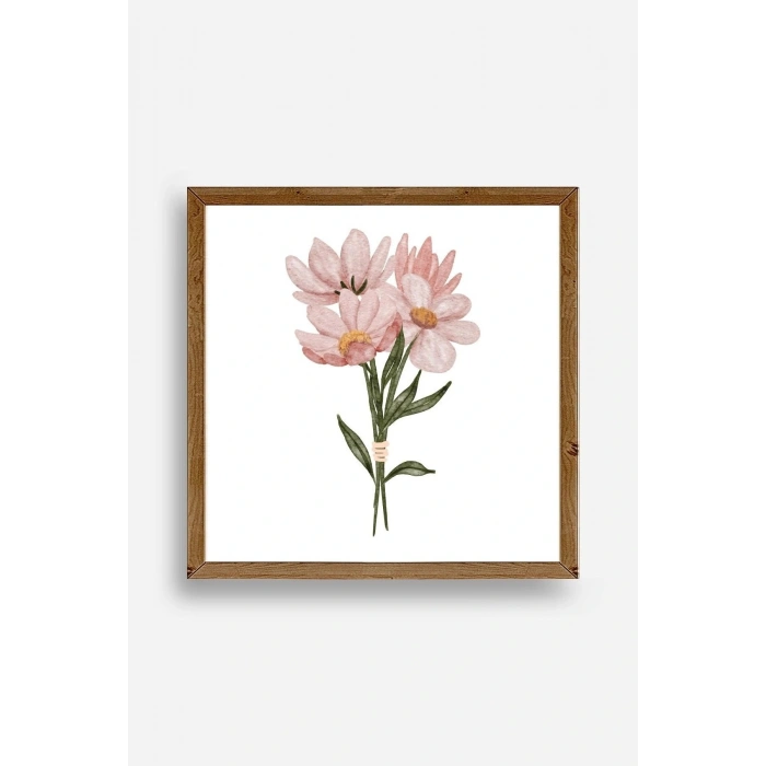 Çiçek Ahşap Çerçeveli Tablo 50 x 50