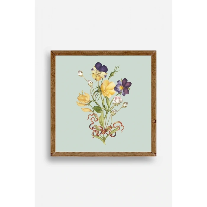 Çiçek Ahşap Çerçeveli Tablo 50 x 50