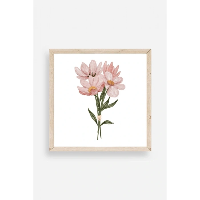Çiçek Ahşap Çerçeveli Tablo 50 x 50