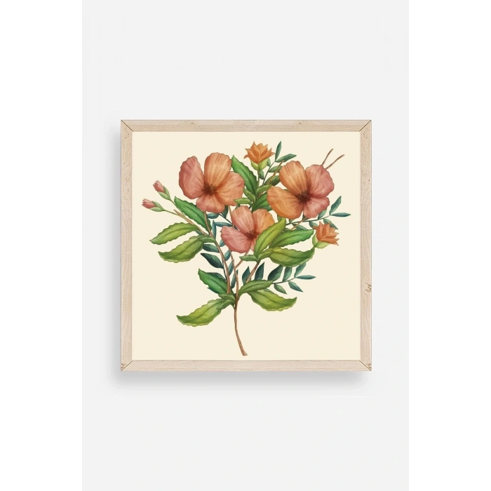 Çiçek Ahşap Çerçeveli Tablo 50 x 50