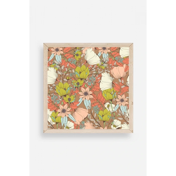 Çiçek Ahşap Çerçeveli Tablo 50 x 50