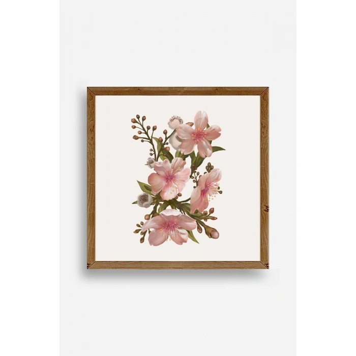 Çiçek Ahşap Çerçeveli Tablo 50 x 50