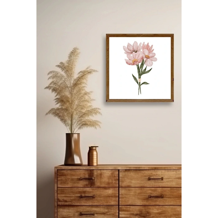 Çiçek Ahşap Çerçeveli Tablo 50 x 50