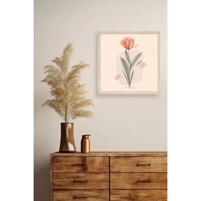 Çiçek Ahşap Çerçeveli Tablo 50 x 50