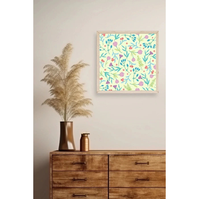 Çiçek Ahşap Çerçeveli Tablo 50 x 50