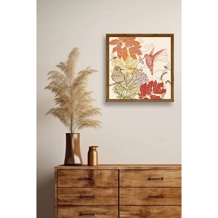 Çiçek Ahşap Çerçeveli Tablo 50 x 50