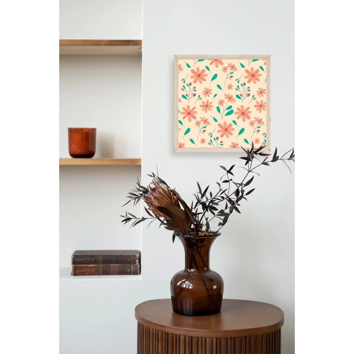 Çiçek Ahşap Çerçeveli Tablo 50 x 50