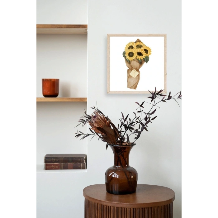 Çiçek Ahşap Çerçeveli Tablo 50 x 50