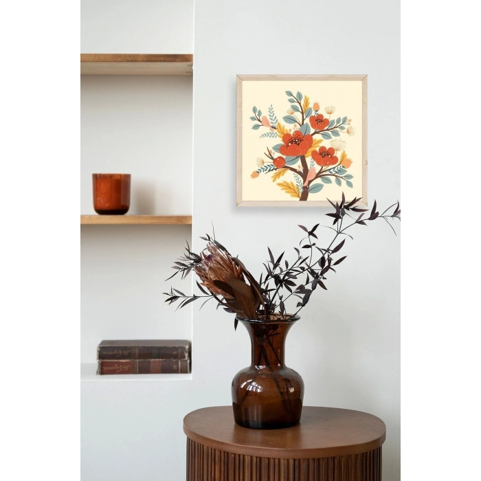 Çiçek Ahşap Çerçeveli Tablo 50 x 50