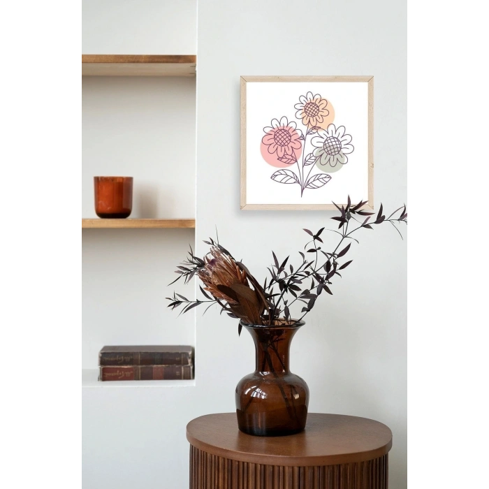 Çiçek Ahşap Çerçeveli Tablo 50 x 50