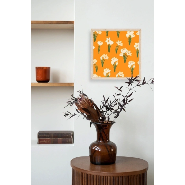 Çiçek Ahşap Çerçeveli Tablo 50 x 50