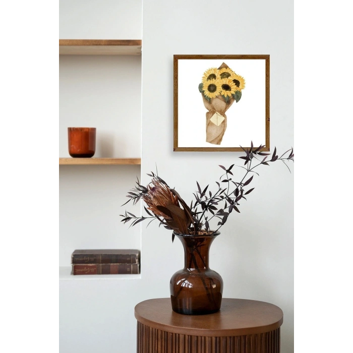Çiçek Ahşap Çerçeveli Tablo 50 x 50
