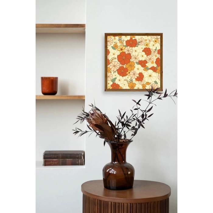 Çiçek Ahşap Çerçeveli Tablo 50 x 50