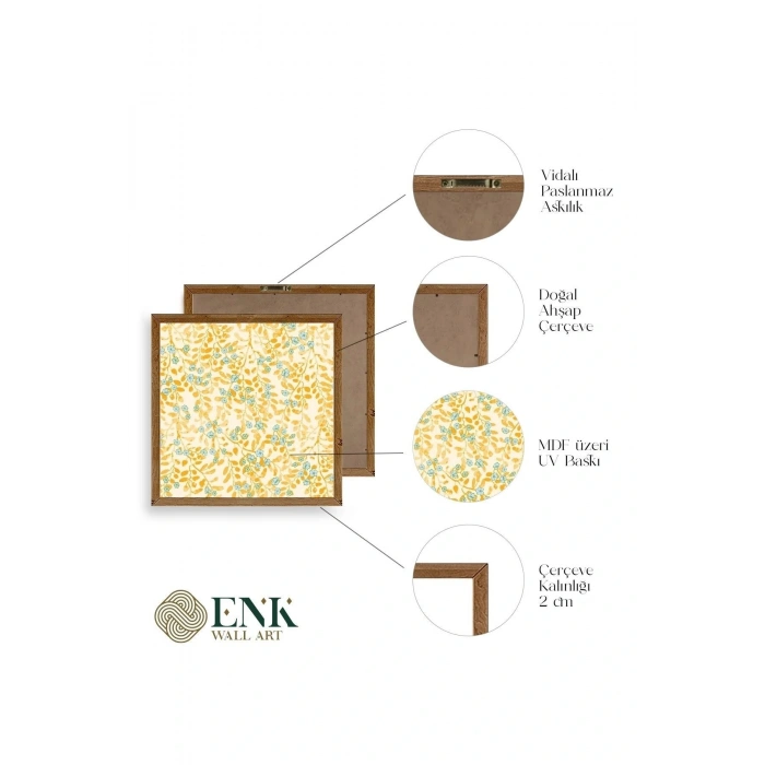 Çiçek Ahşap Çerçeveli Tablo 50 x 50