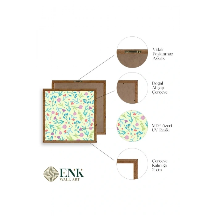 Çiçek Ahşap Çerçeveli Tablo 50 x 50