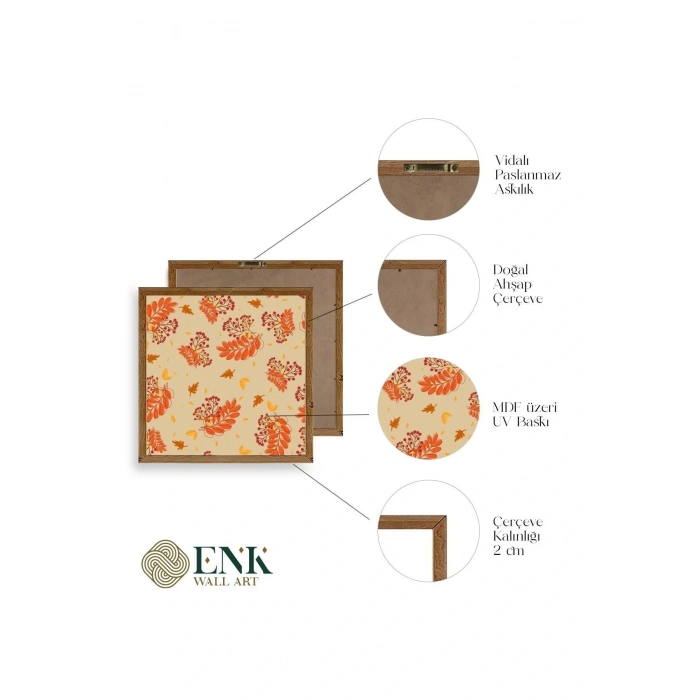 Çiçek Ahşap Çerçeveli Tablo 50 x 50