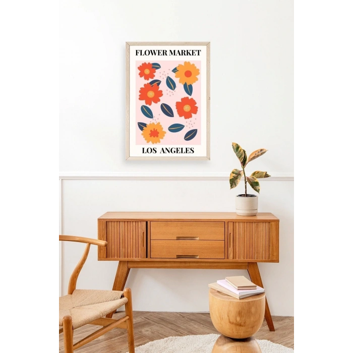 Çiçek Ahşap Çerçeveli Tablo 50 x 70