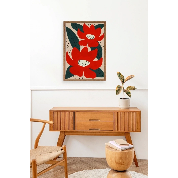 Çiçek Ahşap Çerçeveli Tablo 50 x 70