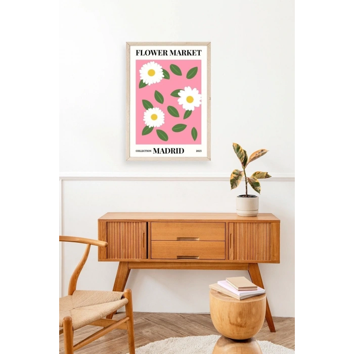 Çiçek Ahşap Çerçeveli Tablo 50 x 70