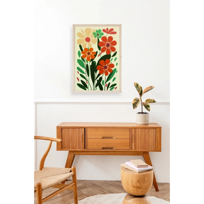 Çiçek Ahşap Çerçeveli Tablo 50 x 70
