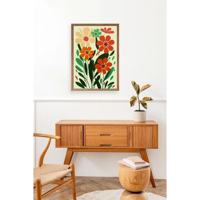 Çiçek Ahşap Çerçeveli Tablo 50 x 70