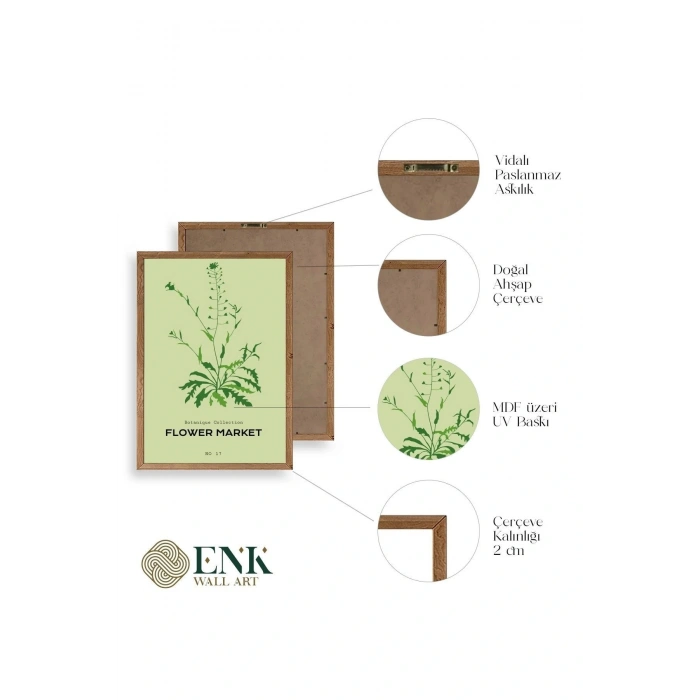 Çiçek Ahşap Çerçeveli Tablo 50 x 70