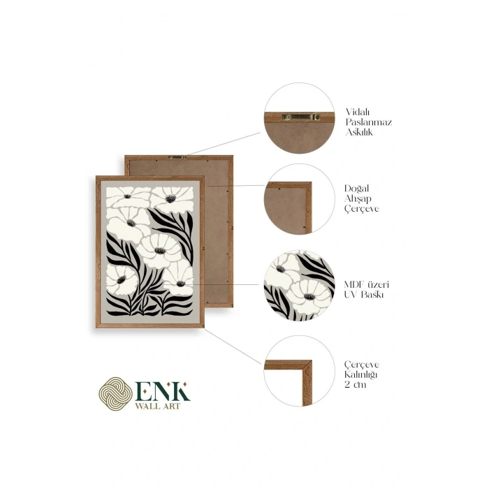 Çiçek Ahşap Çerçeveli Tablo 50 x 70