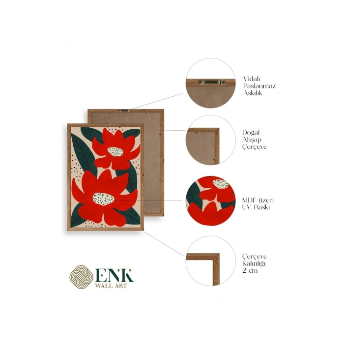 Çiçek Ahşap Çerçeveli Tablo 50 x 70