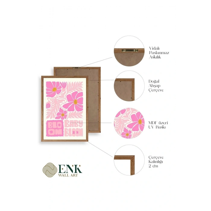 Çiçek Ahşap Çerçeveli Tablo 50 x 70