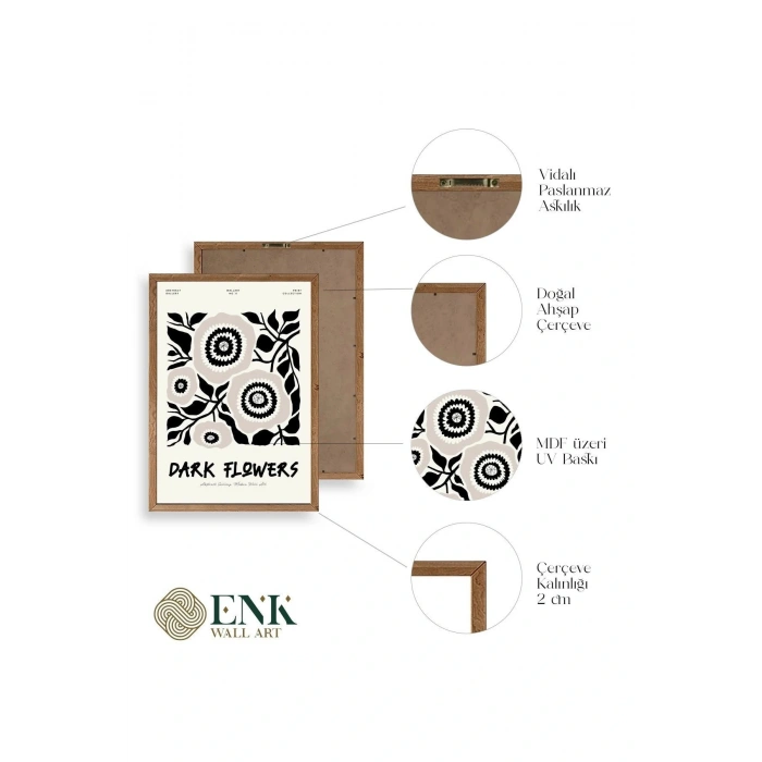 Çiçek Ahşap Çerçeveli Tablo 50 x 70