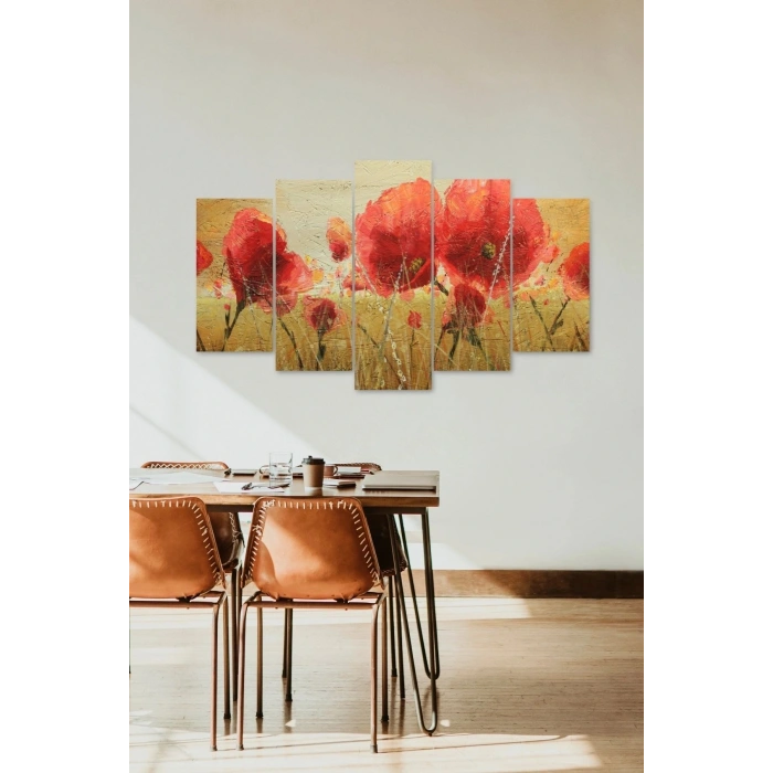 Çiçek Bahçesi 5 Parçalı Mdf Tablo 60 x 100