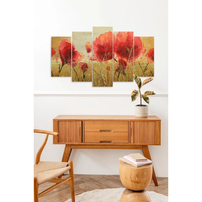 Çiçek Bahçesi 5 Parçalı Mdf Tablo 60 x 100