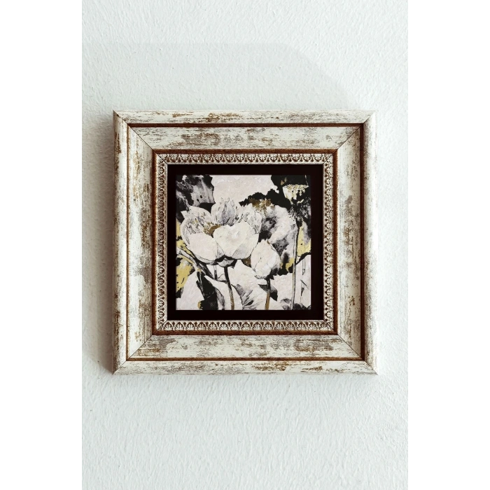 Çiçek Çerçeveli Taş Tablo , Çerçeveli Taş Duvar Dekoru-enkcrcvtbl-00155 20 cm