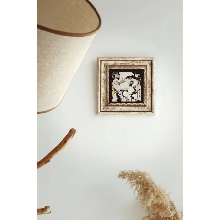 Çiçek Çerçeveli Taş Tablo , Çerçeveli Taş Duvar Dekoru-enkcrcvtbl-00155 20 cm