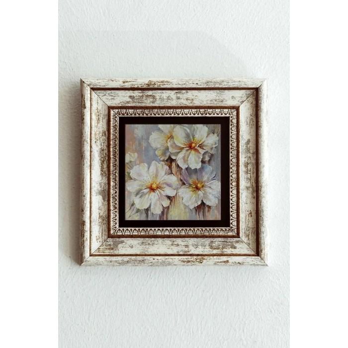 Çiçek Çerçeveli Taş Tablo , Çerçeveli Taş Duvar Dekoru-enkcrcvtbl-00204 20 cm