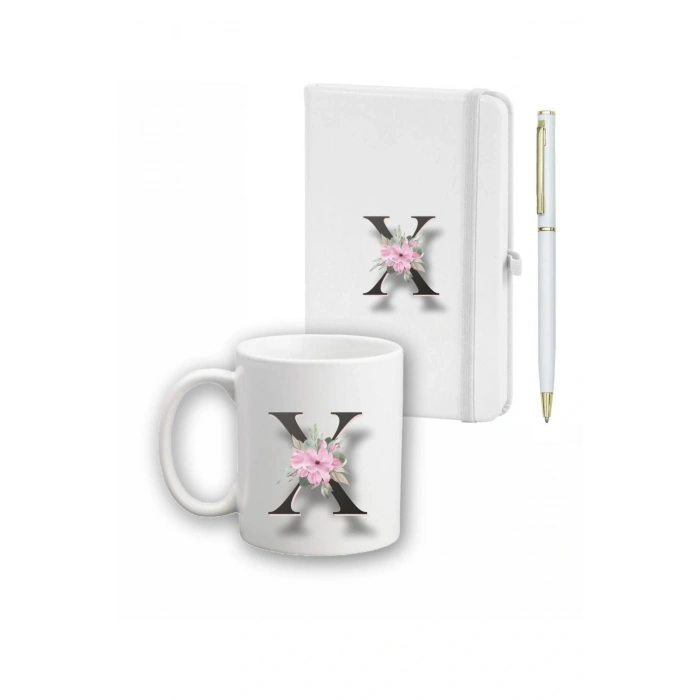 Çiçek Desen Ajanda, Kupa Ve Kalem Seti