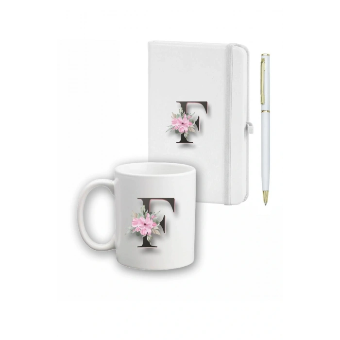 Çiçek Desen Ajanda, Kupa Ve Kalem Seti